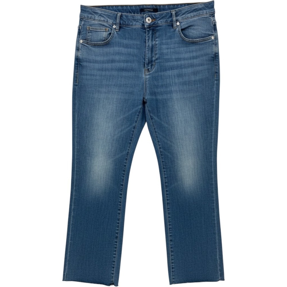 J. Jill‎ Denim High-Rise Boot Cut Jeans Womens 18 Blue Raw Hem Stretch Casual